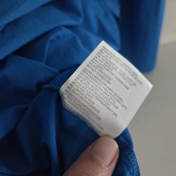 Psophia Cobalt Blue Ruffle Midi Dress Sleeveless Belted Size Small 100% Cotton - Picture 9 of 9